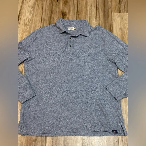 FAHERTY LONG SLEEVE POLO 100% ORGANIC COTTON HEATHER GRAY MENS SZ L